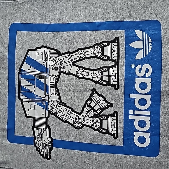Vintage Adidas X Star Wars Shirt Adult Medium Gray Blue ATAT Walker Logo Tee Men - Picture 5 of 10